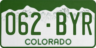 CO license plate 062BYR