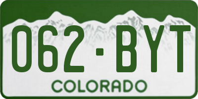 CO license plate 062BYT