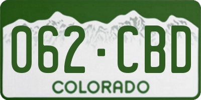 CO license plate 062CBD