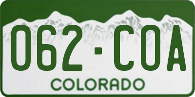 CO license plate 062COA
