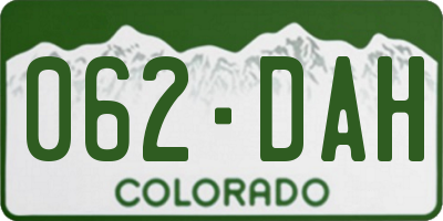 CO license plate 062DAH