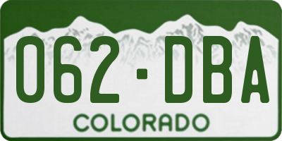 CO license plate 062DBA