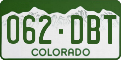 CO license plate 062DBT