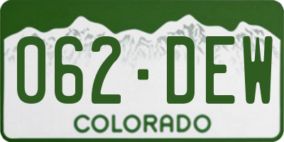 CO license plate 062DEW