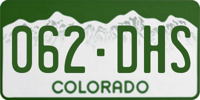 CO license plate 062DHS