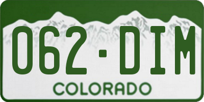 CO license plate 062DIM