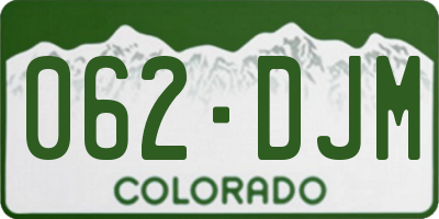 CO license plate 062DJM