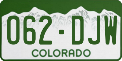 CO license plate 062DJW