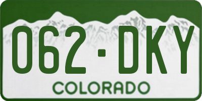 CO license plate 062DKY
