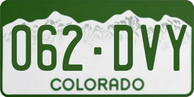 CO license plate 062DVY