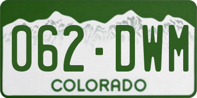 CO license plate 062DWM