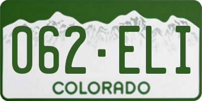 CO license plate 062ELI