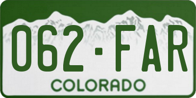 CO license plate 062FAR