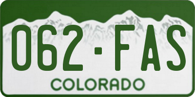 CO license plate 062FAS