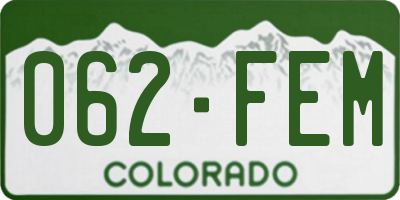 CO license plate 062FEM