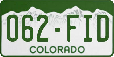 CO license plate 062FID