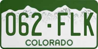 CO license plate 062FLK