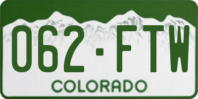 CO license plate 062FTW