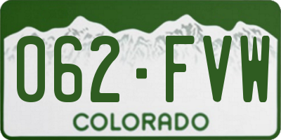 CO license plate 062FVW