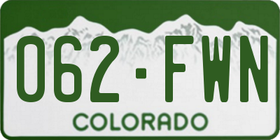 CO license plate 062FWN