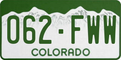 CO license plate 062FWW