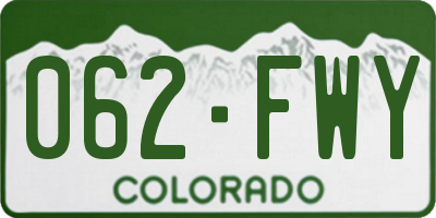 CO license plate 062FWY