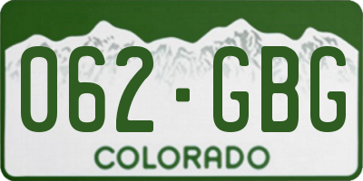 CO license plate 062GBG