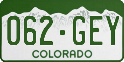 CO license plate 062GEY