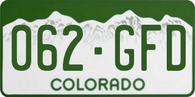 CO license plate 062GFD