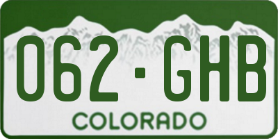CO license plate 062GHB
