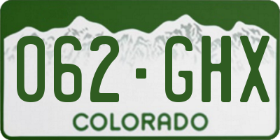 CO license plate 062GHX
