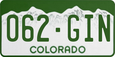 CO license plate 062GIN
