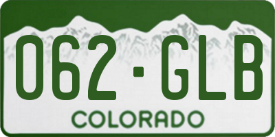 CO license plate 062GLB