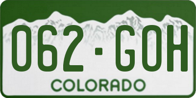 CO license plate 062GOH