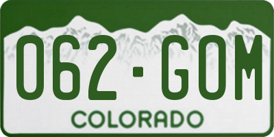 CO license plate 062GOM