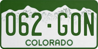 CO license plate 062GON