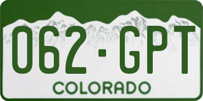 CO license plate 062GPT