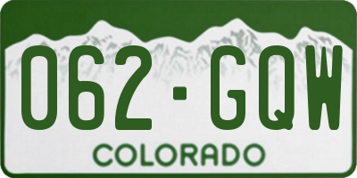 CO license plate 062GQW