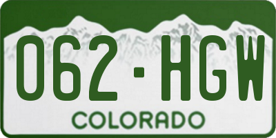 CO license plate 062HGW