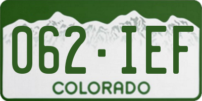 CO license plate 062IEF