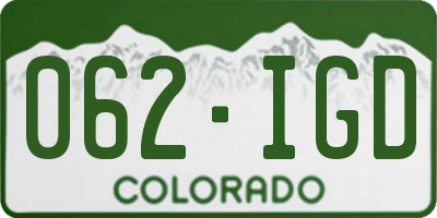 CO license plate 062IGD