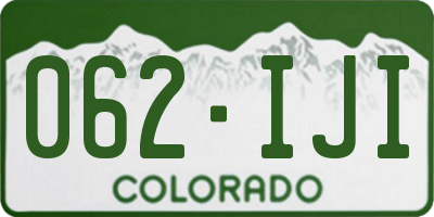 CO license plate 062IJI