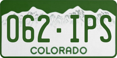 CO license plate 062IPS