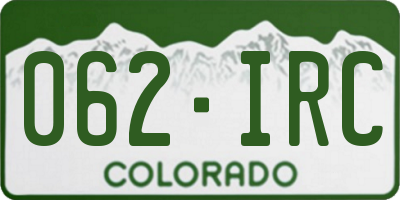 CO license plate 062IRC