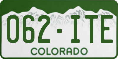 CO license plate 062ITE