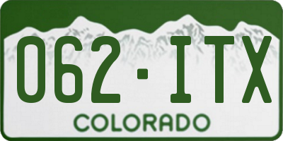 CO license plate 062ITX