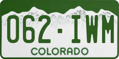 CO license plate 062IWM