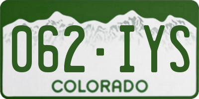 CO license plate 062IYS