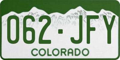 CO license plate 062JFY