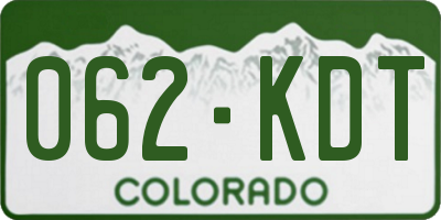 CO license plate 062KDT